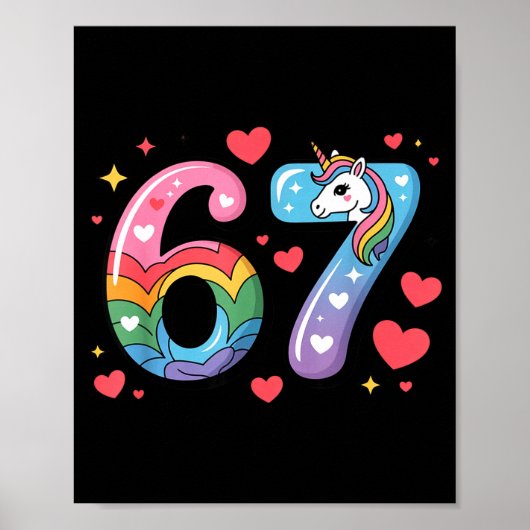 67 Meme Shirt Number Funny Six Seven 6 7 Poster (Voorkant)
