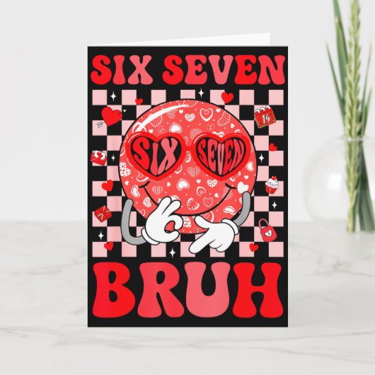 67 Meme Six Seven 6 7 Bruh Valentine Heart Boys Gi Kaart (Voorkant)