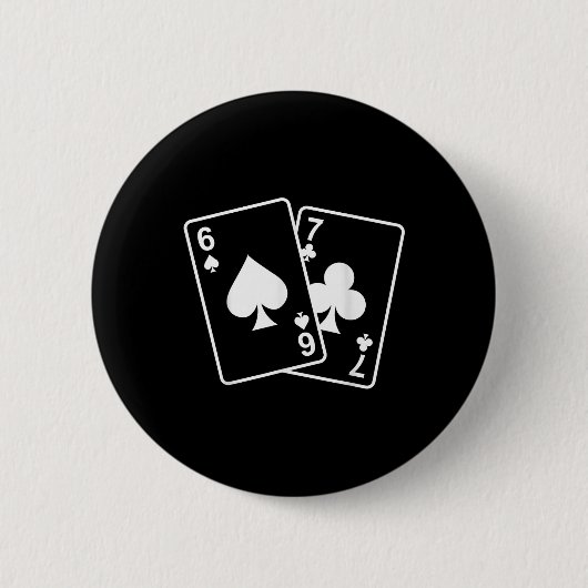67 Meme Six Seven 6–7 Grappige Speelkaarten Ronde Button 5,7 Cm (Voorkant)