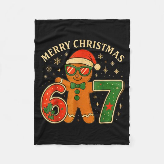 67 Meme Six Seven 6 7 Meme Funny Christmas Gingerb Fleece Deken (Voorkant)