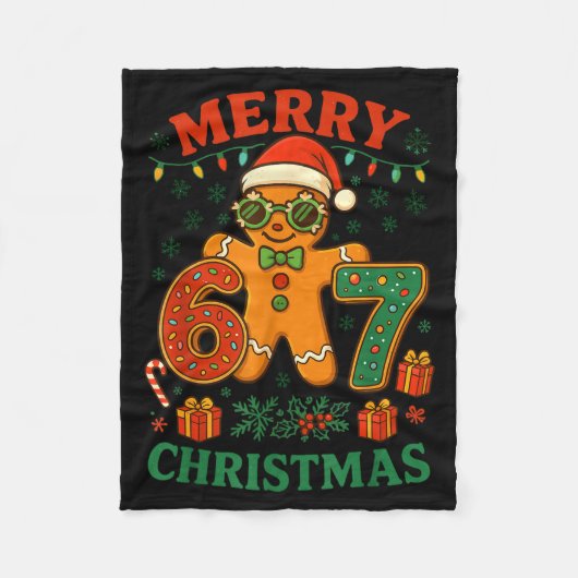 67 Meme Six Seven 6 7 Meme Funny Christmas Gingerb Fleece Deken (Voorkant)
