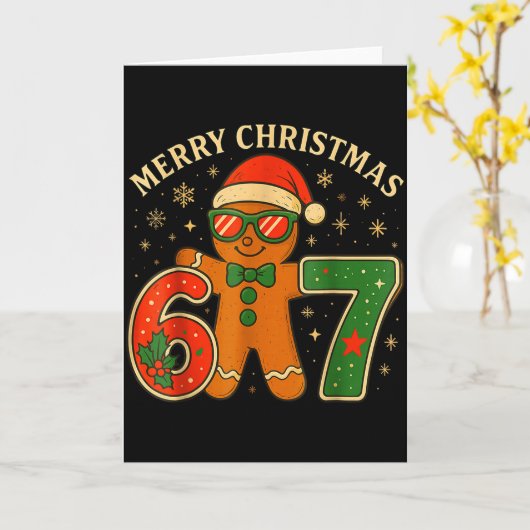 67 Meme Six Seven 6 7 Meme Funny Christmas Gingerb Kaart (Gele Bloem)