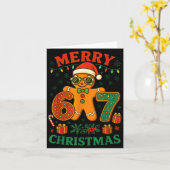 67 Meme Six Seven 6 7 Meme Funny Christmas Gingerb Kaart (Gele Bloem)