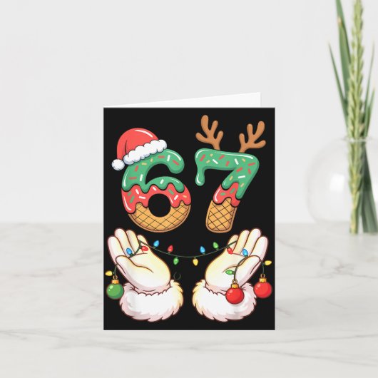 67 Meme Six Seven 6 7 Meme Funny Christmas Santa R Kaart (Voorkant)