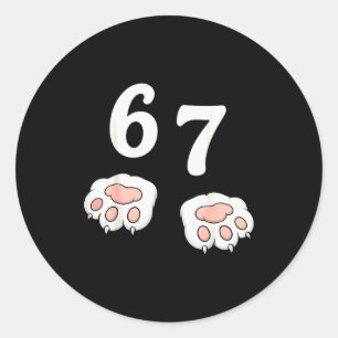 67 Meme Six Seven 6 7 Shirt Meme Grappige Kat 67 Ronde Sticker