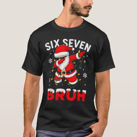67 Meme Six Seven Bruh Dabbing Santa Funny Christm T-shirt (Voorkant)
