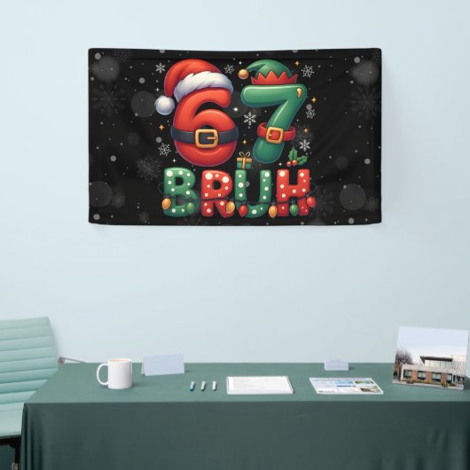 67 Meme Six Seven Bruh Funny Christmas 6 7 Spandoek (Beurs)