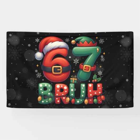 67 Meme Six Seven Bruh Funny Christmas 6 7 Spandoek (Horizontaal)