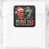 67 Meme Six Seven Bruh Funny Christmas 6 7 Vierkante Sticker (Tas)