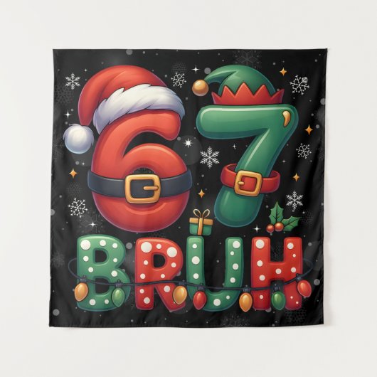 67 Meme Six Seven Bruh Funny Christmas 6 7 Wandkleed (Voorkant)
