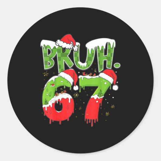 67 Meme Six Seven Bruh Funny Number Christmas  Ronde Sticker (Voorkant)