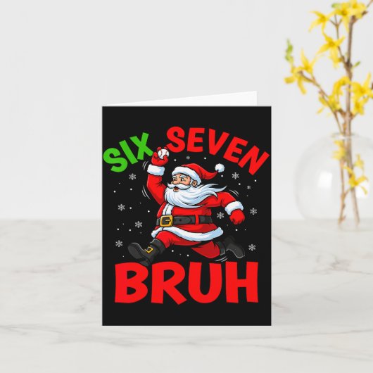 67 Meme Six Seven Bruh Santa Baseball Funny Christ Kaart (Gele Bloem)