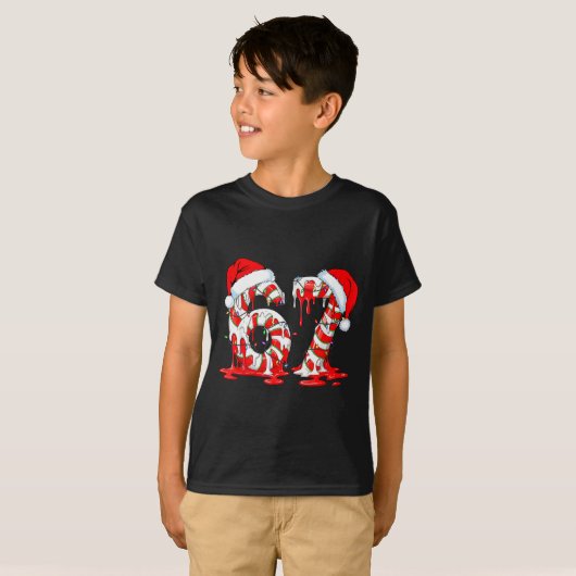 67 Meme Six Seven Candy Canes Drip Christmas Pajam T-shirt (Voorkant volledig)