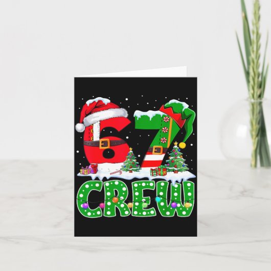 67 Meme Six Seven Christmas Crew Xmas Lights Famil Kaart (Voorkant)