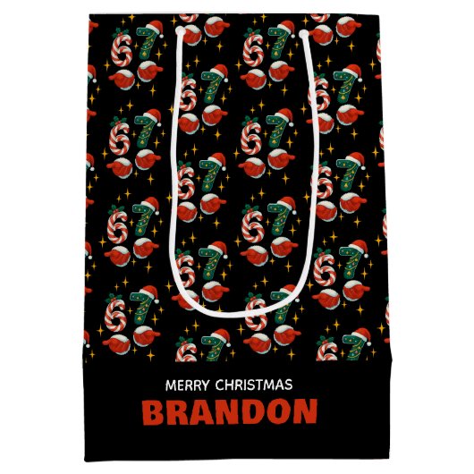 67 Meme Six Seven Christmas Kids Name Medium Cadeauzakje (Achterkant)