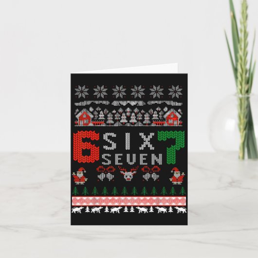 67 Meme Six Seven Christmas Ugly Sweater For Kids  Kaart (Voorkant)