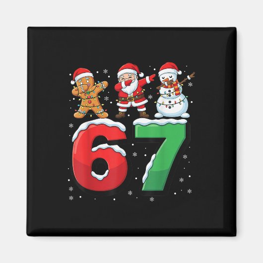 67 Meme Six Seven Dabbing Kerstman 6 7 Grappige Ke Magneet (Voorkant)