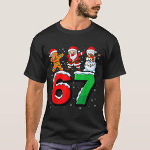 67 Meme Six Seven Dabbing Kerstman 6 7 Grappige Ke T-shirt