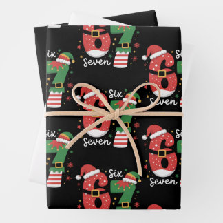 67 Meme Six Seven Elf Christmas Santa Hat Inpakpapier Vel