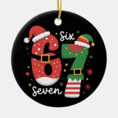 67 Meme Six Seven Elf Christmas Santa Hat Keramisch Ornament (Voorkant)