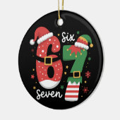 67 Meme Six Seven Elf Christmas Santa Hat Keramisch Ornament (Links)