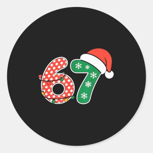 67 Meme Six Seven Funny Christmas 6 7 Meme Men Wom Ronde Sticker (Voorkant)