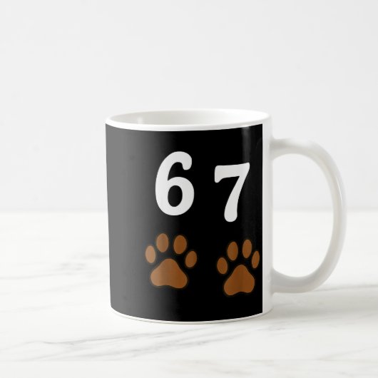 67 Meme Six Seven Funny Dog Paw  Koffiemok (Rechts)