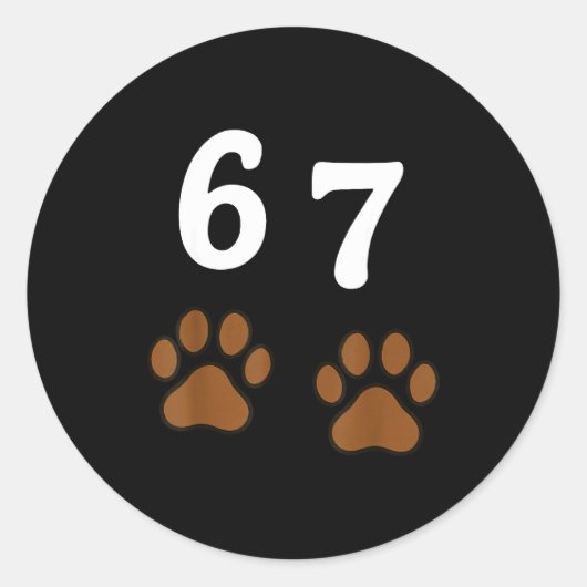 67 Meme Six Seven Funny Dog Paw Ronde Sticker (Voorkant)