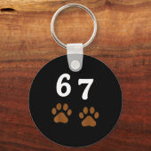67 Meme Six Seven Funny Dog Paw  Sleutelhanger (Voorkant)