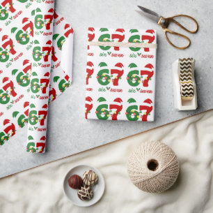 67 Meme Six Seven Gen Alpha Kerstmis Cadeaupapier