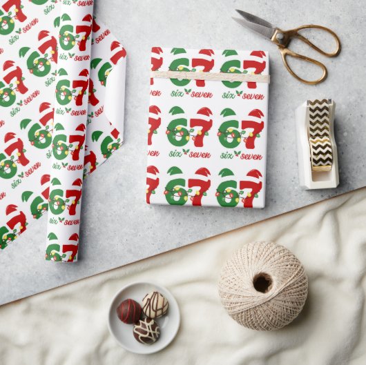 67 Meme Six Seven Gen Alpha Kerstmis Cadeaupapier (Crafts)
