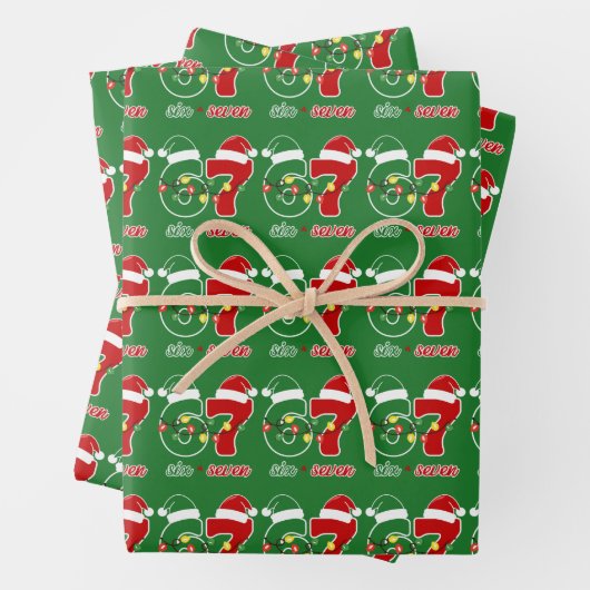 67 Meme Six Seven Gen Alpha Kerstmis  Inpakpapier Vel (In situ)