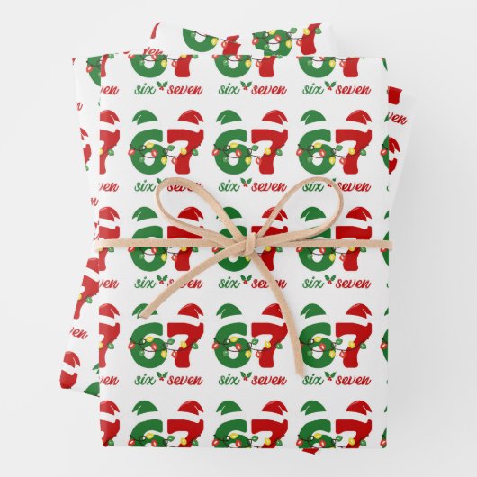 67 Meme Six Seven Gen Alpha Kerstmis Inpakpapier Vel (In situ)