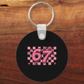 67 Meme Six Seven Geruit Sleutelhanger (Voorkant)