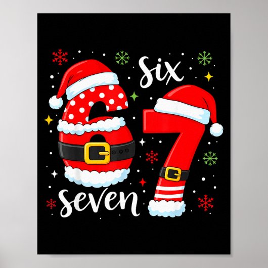 67 Meme Six Seven Kerstman 6 7 Grappige Kerst Jong Poster (Voorkant)