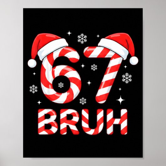 67 Meme Six Seven Memes Candy Cane Christmas Boys  Poster (Voorkant)
