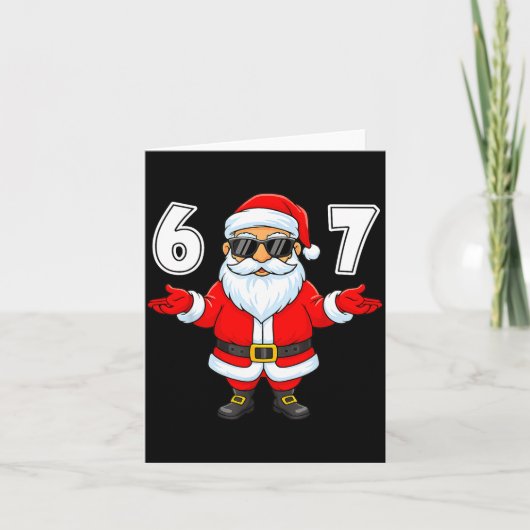 67 Meme Six Seven Number 6 7 Funny Santa Xmas Chri Kaart (Voorkant)