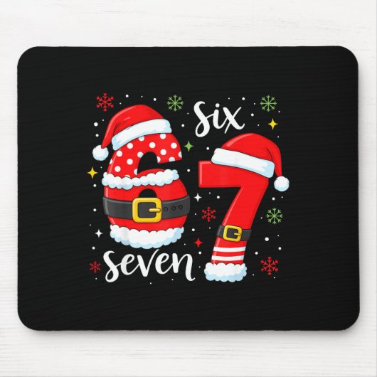 67 Meme Six Seven Santa 6 7 Funny Christmas Boys K Muismat (Voorkant)