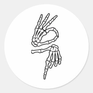 67 Meme Skelet Hand 6 7 Halloween Zes Zeven _1 Ronde Sticker