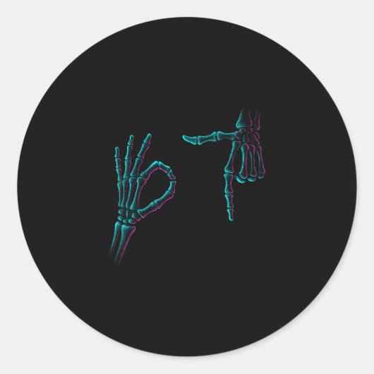 67 Meme Skelet Hand 6 7 Halloween Zes Zeven Grappi Ronde Sticker (Voorkant)