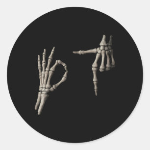 67 Meme Skelet Hand 6 7 Halloween Zes Zeven Grappi Ronde Sticker