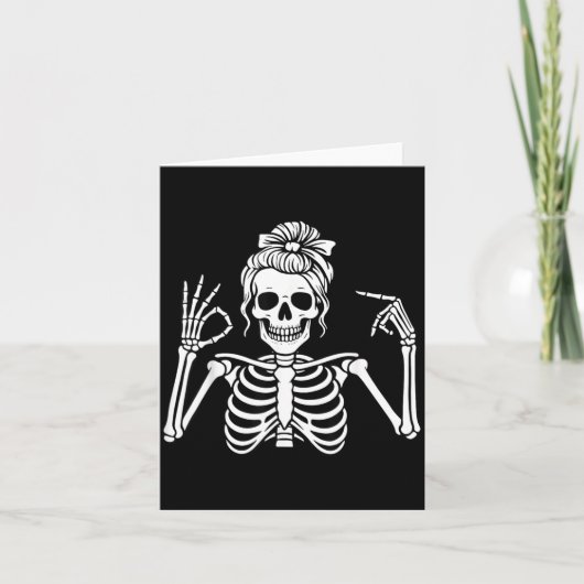 67 Meme Skelet Hand 6 7 Halloween Zes Zeven Kaart (Voorkant)
