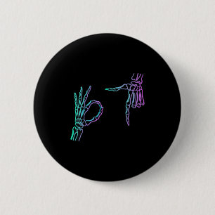 67 Meme Skelet Hand 6 7 Halloween Zes Zeven  Ronde Button 5,7 Cm