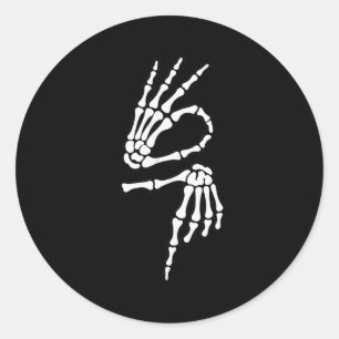 67 Meme Skelet Hand 6 7 Halloween Zes Zeven  Ronde Sticker