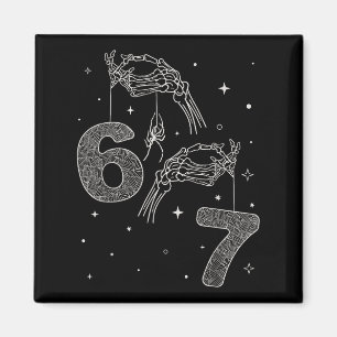 67 Meme Skelet Hand Grappige Halloween Zes Zeven T Magneet