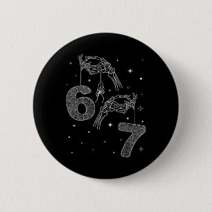 67 Meme Skelet Hand Grappige Halloween Zes Zeven T Ronde Button 5,7 Cm
