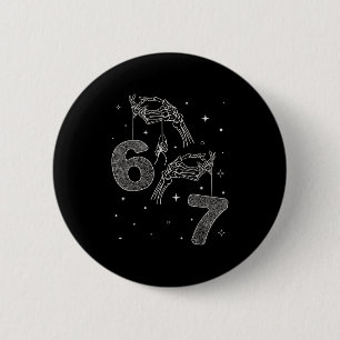 67 Meme Skelet Hand Grappige Halloween Zes Zeven T Ronde Button 5,7 Cm