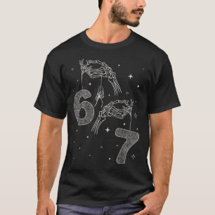 67 Meme Skelet Hand Grappige Halloween Zes Zeven T T-shirt