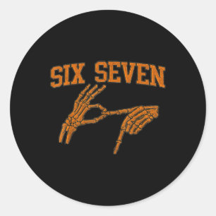 67 Meme Skelet Hand Halloween Geest 6 7 Zes Zeven Ronde Sticker