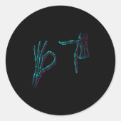 67 Meme Skeleton Hand 6 7 Halloween Six Seven Funn Ronde Sticker (Voorkant)